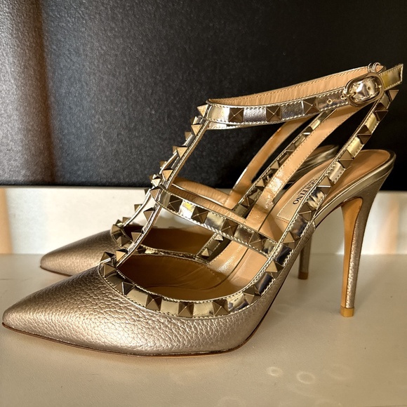 Valentino Rockstud Metallic Leather Heels – NEW – Full Set Included - Picture 2 of 11
